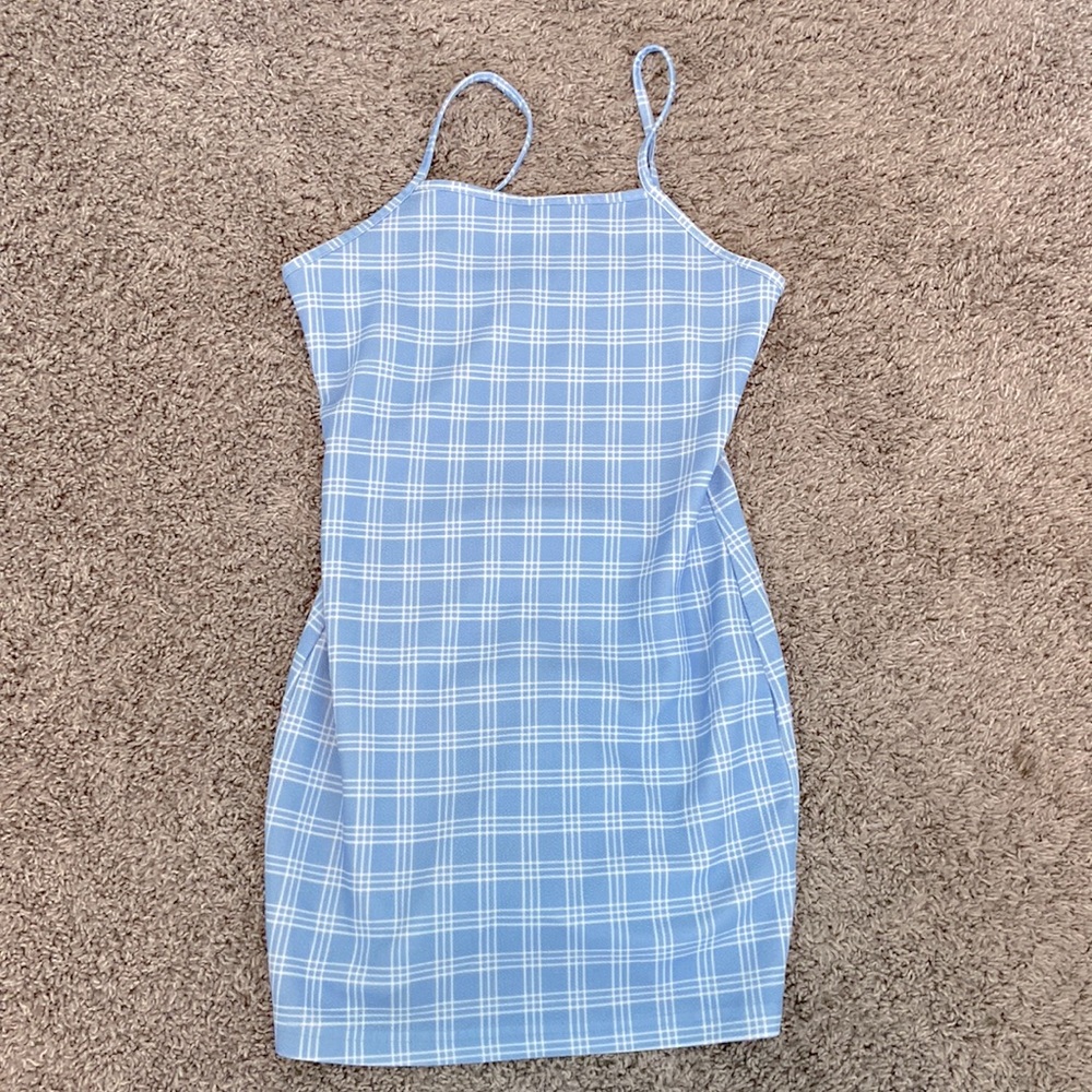womens bodycon blue plaid dress